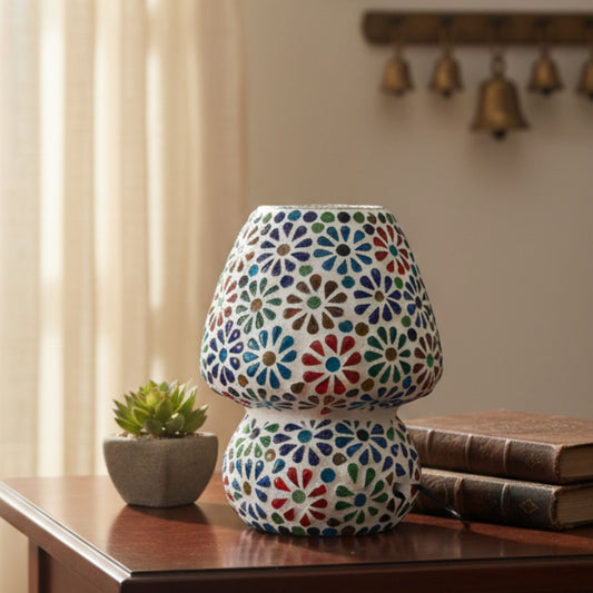 Multicolor Flower Mosaic Lamp 7 inches