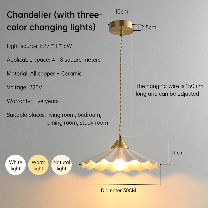 All-Copper Ceramic Floral Pendant Light – Japanese Vintage Chandelier for Bedroom Bedside, Retro Rice-Hat Dining & Bar Table Lam