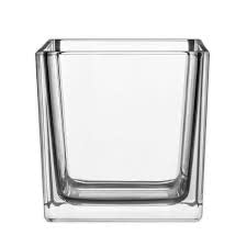 Glass Tall Square Vase (4 Inch, Clear)