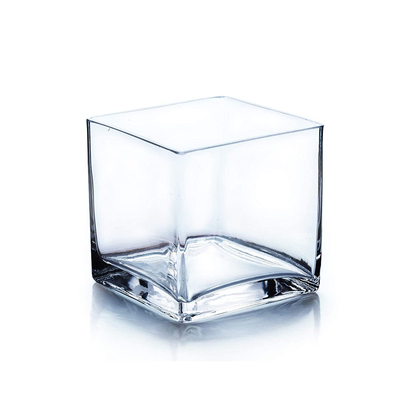 Glass Tall Square Vase (4 Inch, Clear)