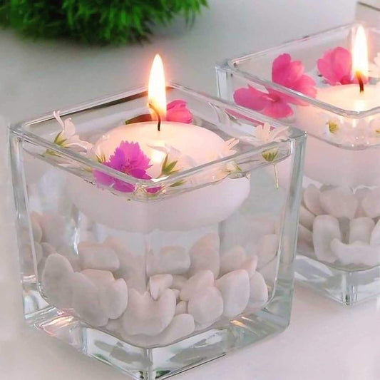 Glass Tall Square Vase (4 Inch, Clear)