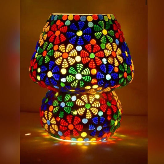 Multicolor Flower Mosaic Lamp 7 inches