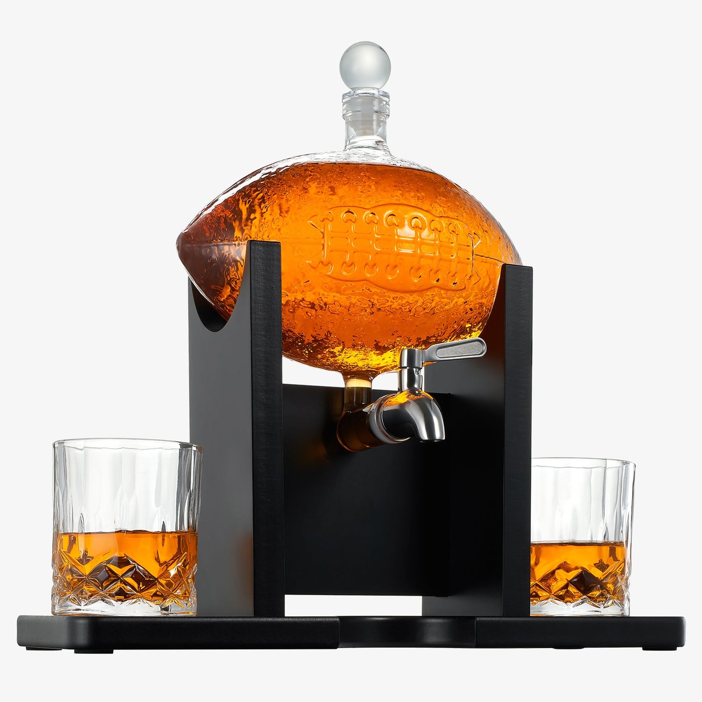 Football Decanter with 2 Whiskey & Wine Glasses & Chillers - For Office, Home or Party - Gift for Husband, Father's day, Men, Sports Lover - Liquor, Scotch & Bourbon 1400ml, NFL, Superbowl, Gifts Decorations
