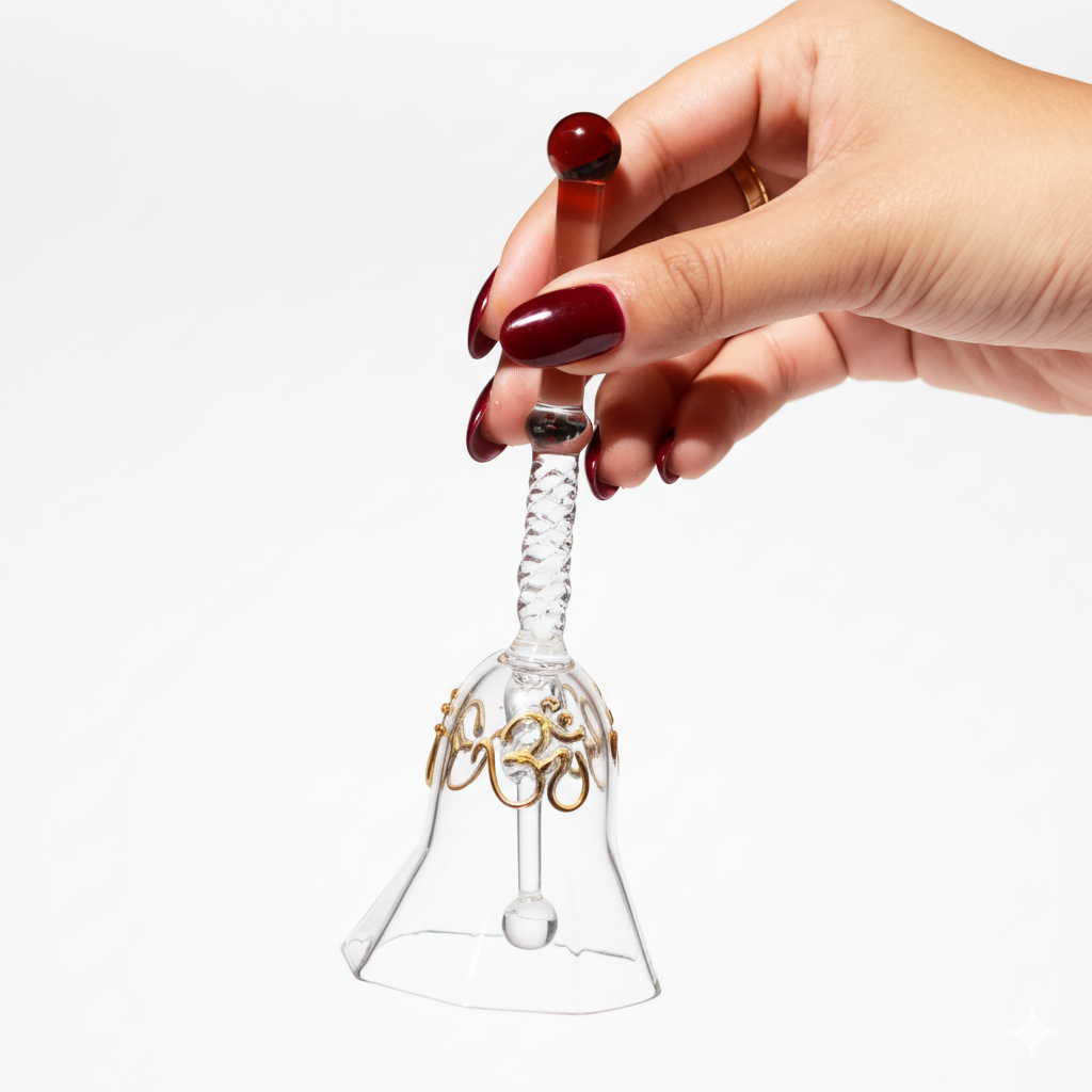 Amber Pooja Diya Set Of 1 Tall + 1 Small + 1 Ringing Bell