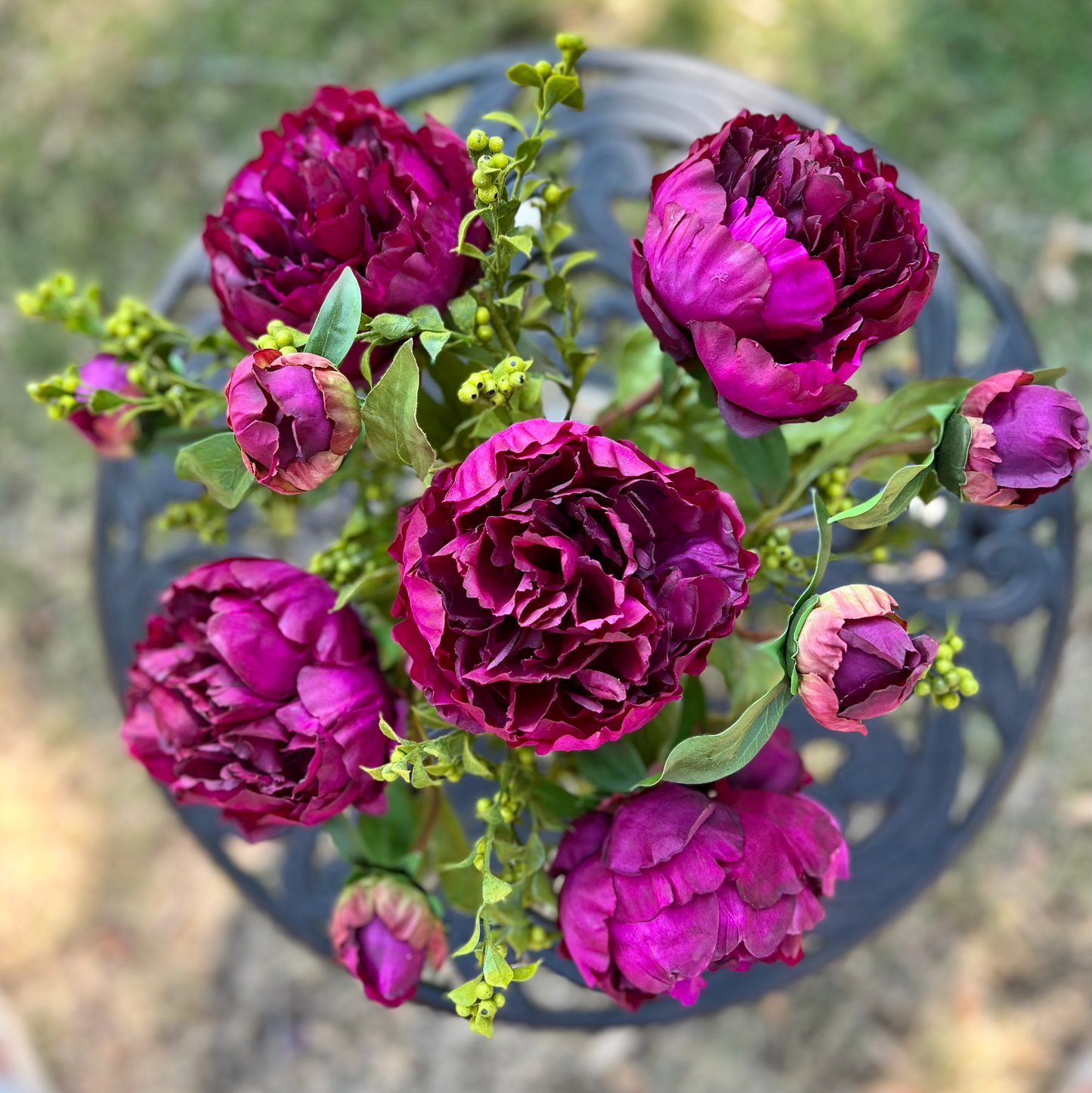 Real Touch Peony Centerpiece Flower Arrangement in Vase  - 13"