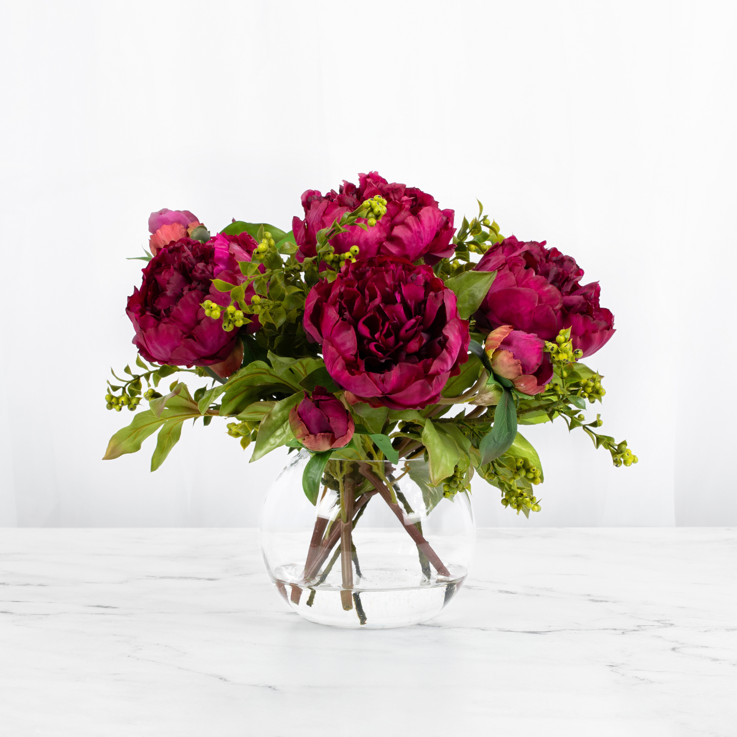 Real Touch Peony Centerpiece Flower Arrangement in Vase  - 13"