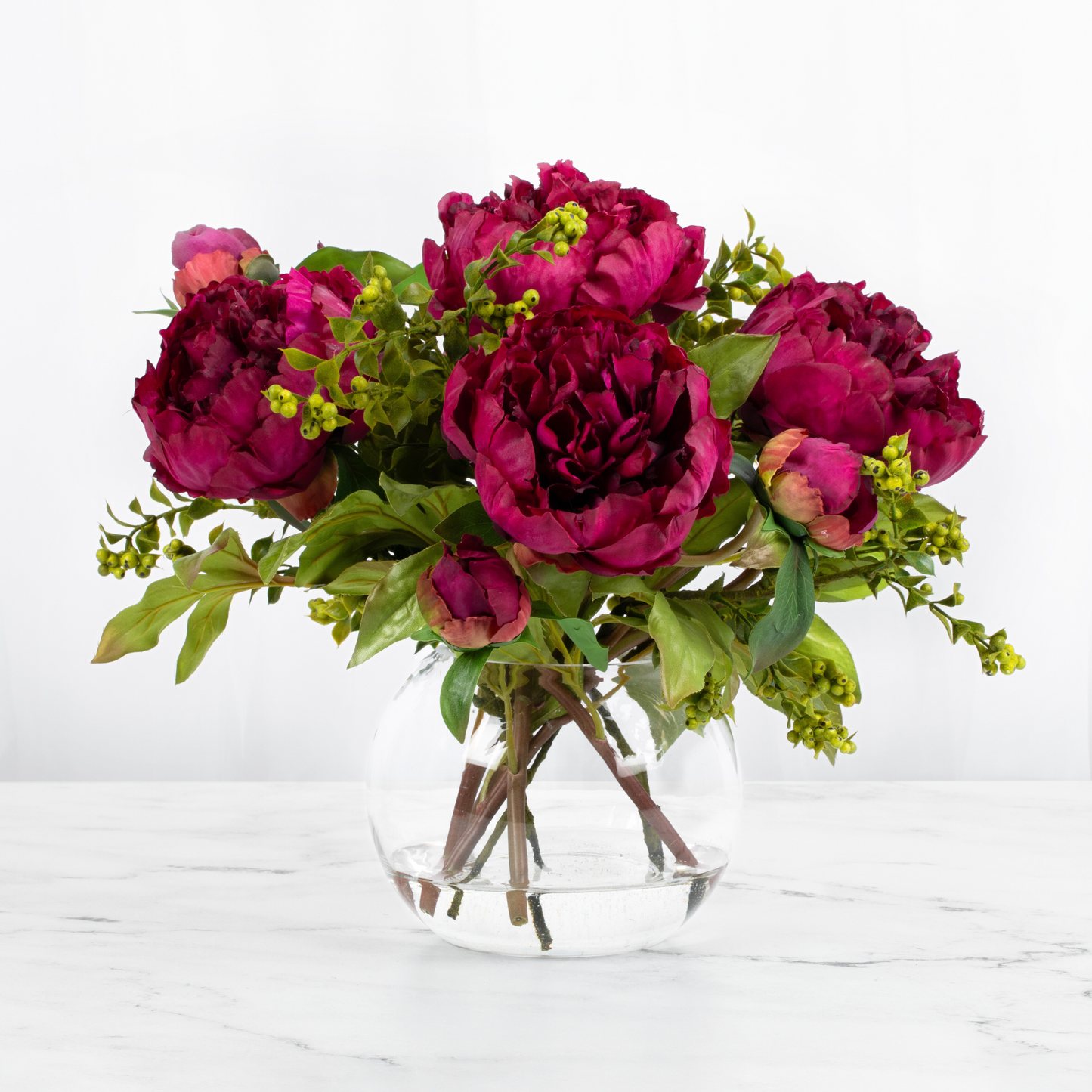 Real Touch Peony Centerpiece Flower Arrangement in Vase  - 13"