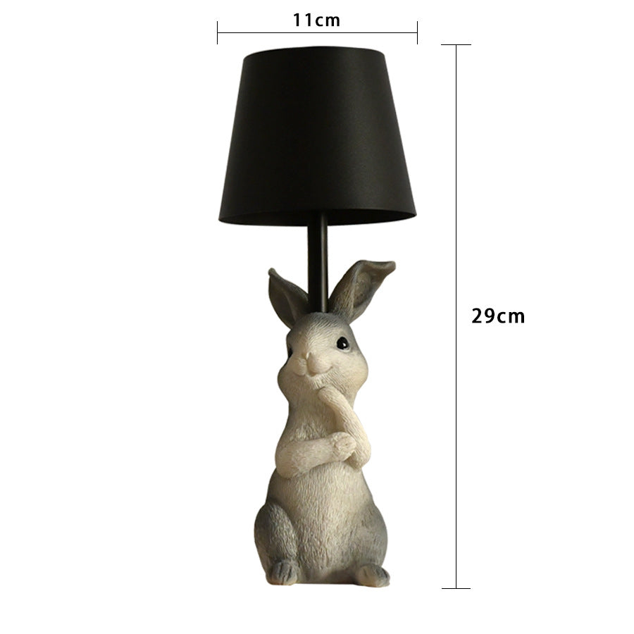 NNEDSZ Yellow Bunny White Lampshade Adorable Rabbit Resin Table Lamp - 3-Color LED, USB Rechargeable, Touch Dimming